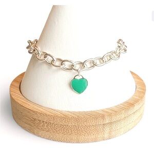 Cœur Argent Bleu “Blue Silver Heart” - Sterling Silver Bracelet with Heart Charm